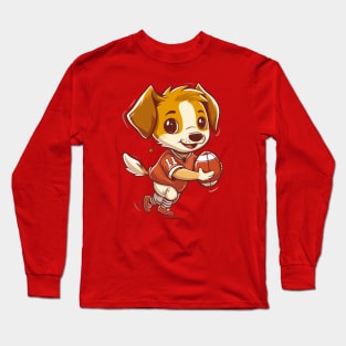 Cute Puppy Playing American Football Long Sleeve T-Shirt